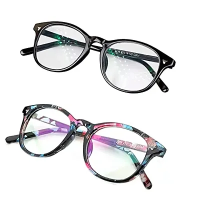 Rich Club Unisex Blue Light Blocking Blue Cut Anti Glare Round Glasses Combo Pack Of 02 for Eye Protection from UV by Computer/Tablet/Laptop/Mobile