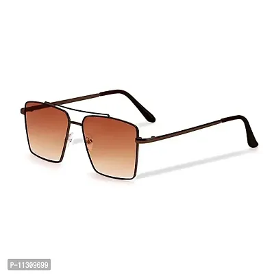 Rich Club Retro Rectangular Aviator Sunglasses Premium Glass Lens Flat Metal Sun Glasses Men Women-thumb0