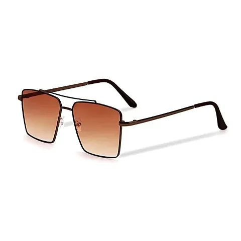 Rich Club Retro Rectangular Aviator Sunglasses Premium Glass Lens Flat Metal Sun Glasses Men Women