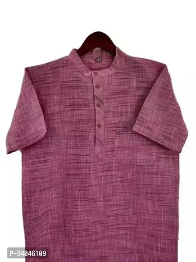 Stylish Dark Pink Khadi Cotton Short Length Kurta For Men