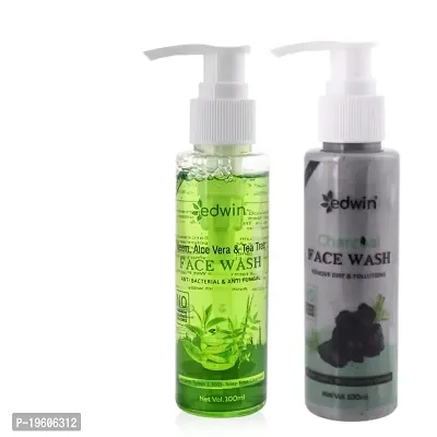 Edwin Combo Neem, Aloe vera and Charcoal Face Wash Face Wash (Pack of 2)