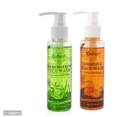 Edwin Combo Neem, Aloe vera and tea tree And Vitamin C Face Wash Face Wash (Pack of 2)