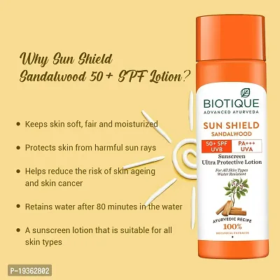 Biotique Bio Sandalwood 50+ SPF UVA/UVB Sunscreen Ultra Soothing Face Lotion Water Resistant, 190ml-thumb5