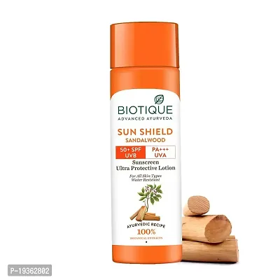 Biotique Bio Sandalwood 50+ SPF UVA/UVB Sunscreen Ultra Soothing Face Lotion Water Resistant, 190ml-thumb0