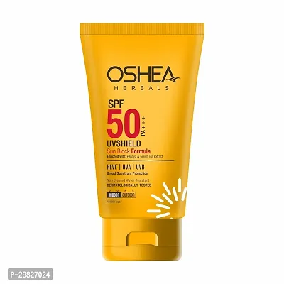 Oshea Herbals UVShield Sun Block Formula SPF 50 PA+++I Enriched with Papaya, Green tea extract I for sun protection I Water resistant 120 Grams