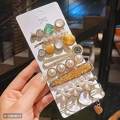 Designer Multicoloured Metal Clips For Women Pack Of 8