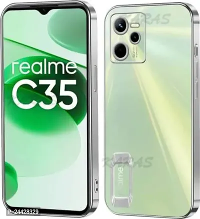 Back Cover For Realme C 35-(Silver, Ring Case)