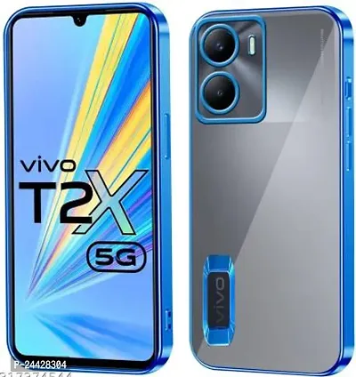 Back Cover For Vivo T2X 5G, Vivo Y16, Vivo Y56 5G-(Blue, Flexible, Pack Of 1)