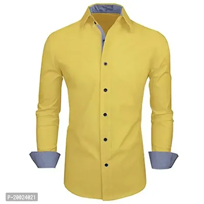 parth fashion Men's Regular Fit Casual Shirt (Yellow2019_Plain_40_Yellow_40)