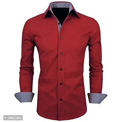 parth fashion Men's Regular Fit Casual Shirt (Maroon2019_Plain_40_Maroon_40)