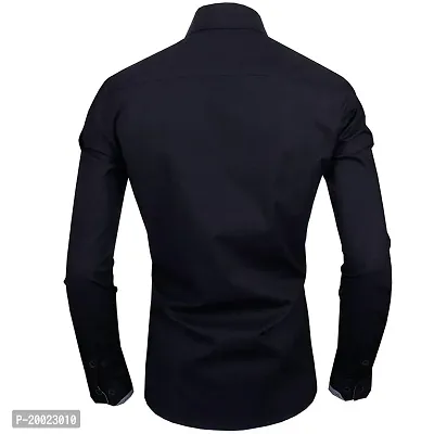 parth fashion Men's Regular Fit Casual Shirt (Black2019_Plain_40_Black_40)-thumb3