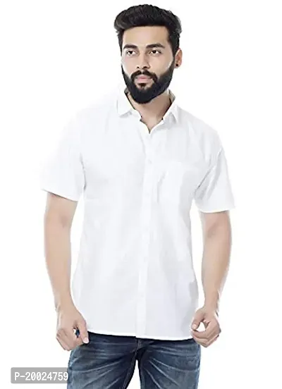 parth fashion Men's Regular Fit Casual Shirts (WHITE_Half_Sleeve_38_White_38)