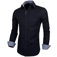 parth fashion Men's Regular Fit Casual Shirt (Black2019_Plain_40_Black_40)-thumb1