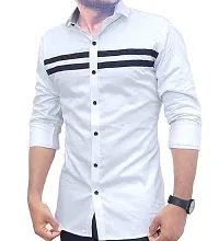parth fashion Men's Regular Fit Casual Shirt (White_Patti_White_Medium)-thumb1