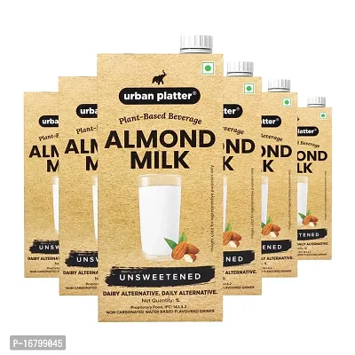 Urban Platter Almond Milk, 1 Litre [Pack of 6, Unsweetened, Dairy-free, Vegan]-thumb0