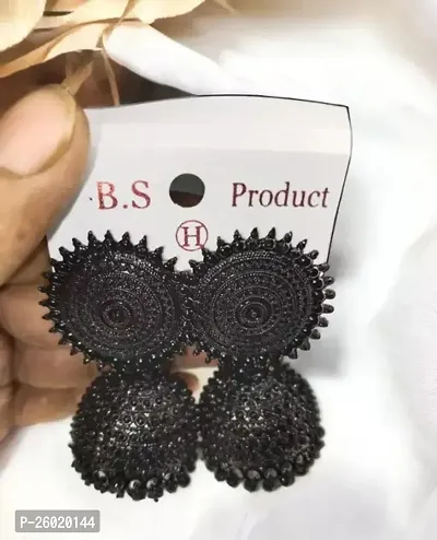 Elegent Black Alloy Jhumkas For Women-thumb0