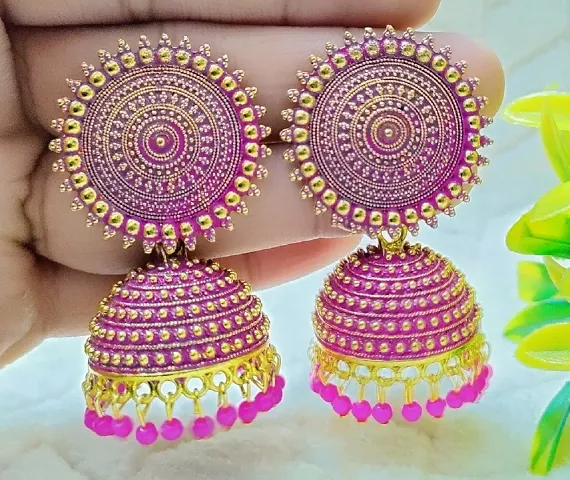 MANMORA Plated Floral Jhumkas Pearl Studded Earrings For Women Girls