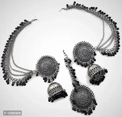 Stylish Black Oxidised Silver  Jewellery Set For Women-thumb0