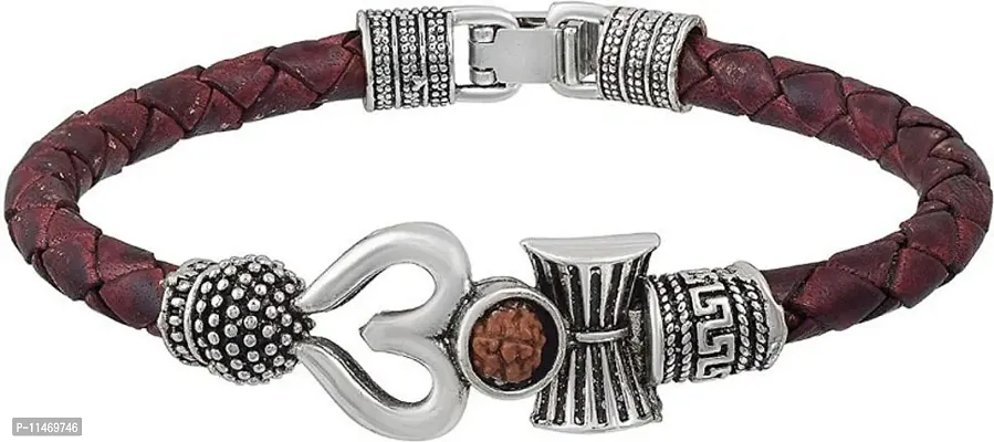 Elegant Leather Kada Bracelet For Men-thumb2