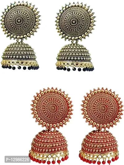 Pretty Multicoloured Alloy Jhumkas Earrings For Women