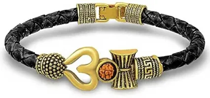 Elegant Leather Kada Bracelet For Men-thumb1