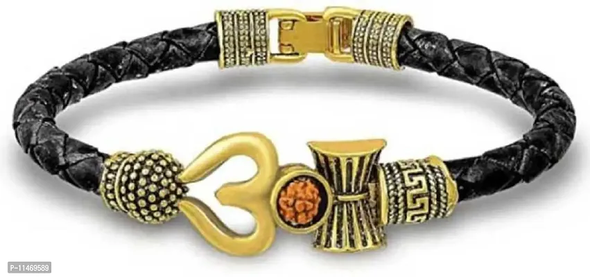 Elegant Leather Kada Bracelet For Men-thumb2