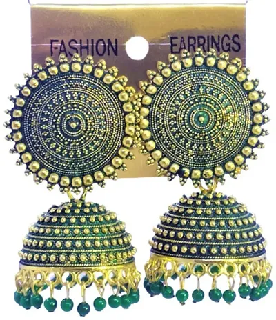 Bright Home Decor? Wonderful, Beautiful Oxidised Brass Metal Jhumka Earrings for Regular Wear & Festival Wear earrings for Girls and Women