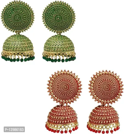 Pretty Multicoloured Brass Jhumkas Earrings For Women-thumb0