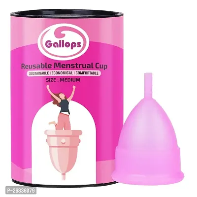 Gallops Reusable Menstrual Cup for Women - Medium Size, Ultra Soft, Odour and Rash Free, No Leakage, Protection for Up to 8-10 Hours, FDA Approved