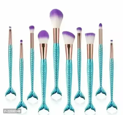 Mermaid  Makeup Brushes Set of 10 Pcs-thumb0