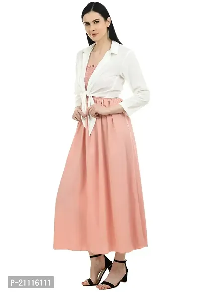 Fashionable Milkyway Maxi Dress with Shrug for Women (Light Pink_Large)-thumb3