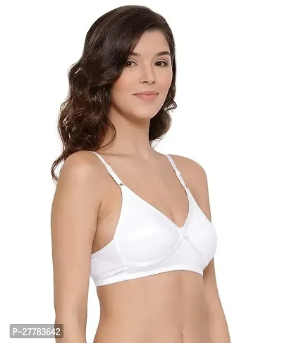 Fancy White Cotton Lightly Padded Bra For Women-thumb0