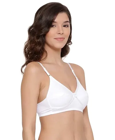 INDOWEST Fashion Non Padded Seamless Cotton Bra, SMS Molded, Double Layer Cups (Pack of 1) White, Skin & Black.