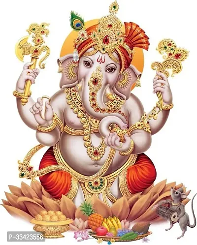 Decorndecor 60 Cm Lord Ganesh Ji Ki Musak H Swaari Wall Sticker Self Adhesive Sticker (Pack Of 1)-thumb0