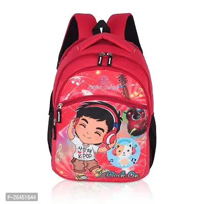 Unisex Medium 21 L Backpack Kids Cartoon Stylish Casual/Picnic/Tuition/School Backpack for Child (3-9 Yrs) Rock On 614 Red-thumb0