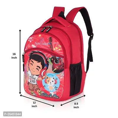 Unisex Medium 21 L Backpack Kids Cartoon Stylish Casual/Picnic/Tuition/School Backpack for Child (3-9 Yrs) Rock On 614 Red-thumb2