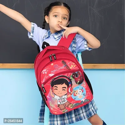 Unisex Medium 21 L Backpack Kids Cartoon Stylish Casual/Picnic/Tuition/School Backpack for Child (3-9 Yrs) Rock On 614 Red-thumb5