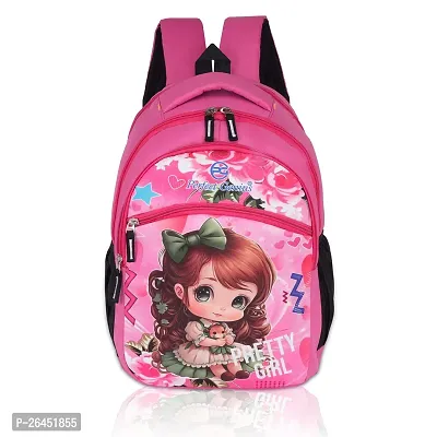 Unisex Medium 21 L Backpack Kids Cartoon Stylish Casual/Picnic/Tuition/School Backpack for Child (3-9 Yrs) Pretty  Girl 614 Pink-thumb0
