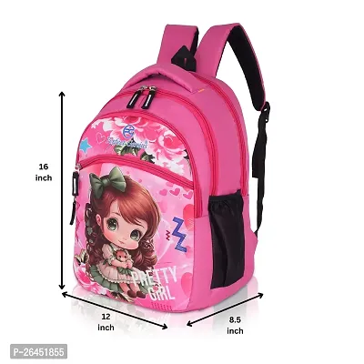 Unisex Medium 21 L Backpack Kids Cartoon Stylish Casual/Picnic/Tuition/School Backpack for Child (3-9 Yrs) Pretty  Girl 614 Pink-thumb2