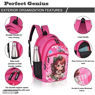 Unisex Medium 21 L Backpack Kids Cartoon Stylish Casual/Picnic/Tuition/School Backpack for Child (3-9 Yrs) Pretty  Girl 614 Pink-thumb5