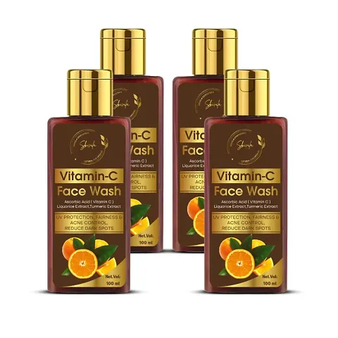 SKIVILA Natural Vitamin C Clean  Brighten Skin Oil Free Look Instant Glow Face Wash.(Pack Of 4*100 ml)