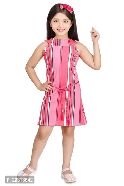 Stylish Pink Cotton Blend A-Line Dress For Girl-thumb0