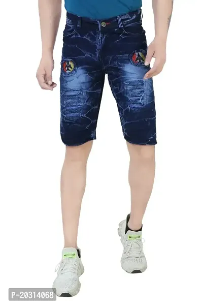 Stylish Blue Denim Denim Capri For Men-thumb0