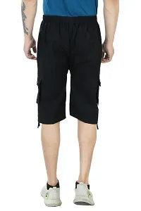 Stylish Black Cotton Cotton Capri For Men-thumb1