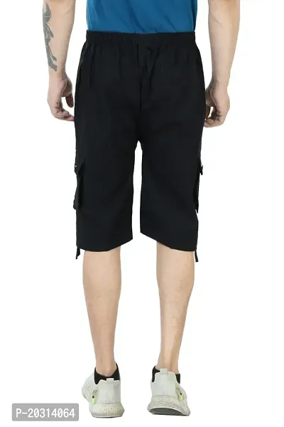 Stylish Black Cotton Cotton Capri For Men-thumb2