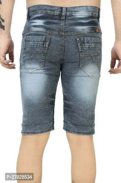 Classic Denim Solid Shorts for Men-thumb3