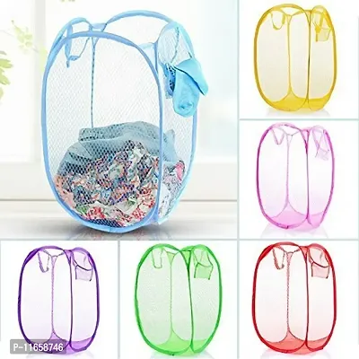 Shopper 52 Easy Laundry Clothes Flexible Hamper Bag with Side Pocket Net Laundry Bag Laundry Basket Set of 1 pcs- ESYLNDYBG-thumb5