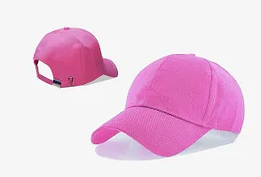 Shopper52 Men Boys Stylish Baseball Adjustable Pain Cap (Pink-Blue)-thumb1