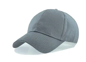 Shopper52 Men Boys Stylish Baseball Adjustable Plain Cap (Black-Grey)-thumb4