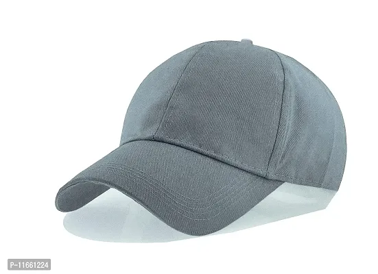 Shopper52 Men Boys Stylish Baseball Adjustable Plain Cap (Black-Grey)-thumb5